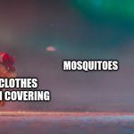 Always be prepare | MOSQUITOES; ME WEARING CLOTHES WITH MORE SKIN COVERING; SPRING | image tagged in bowser gettting hit by snowballs | made w/ Imgflip meme maker