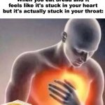 Chest pain  | When you eat bread and it feels like it's stuck in your heart but it's actually stuck in your throat: | image tagged in chest pain | made w/ Imgflip meme maker