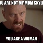 I am the one who knocks | YOU ARE NOT MY MOM SKYLER; YOU ARE A WOMAN | image tagged in i am the one who knocks | made w/ Imgflip meme maker