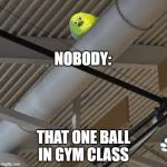 it's always there | NOBODY:; THAT ONE BALL IN GYM CLASS | image tagged in that one ball | made w/ Imgflip meme maker