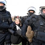 Greta Thumberg carried by german police
