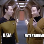 If your AI is properly entertained your users will be too | ENTERTAINMENT; DATA | image tagged in data lore | made w/ Imgflip meme maker