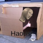 Hoem! | Haous! | image tagged in cardboard box house | made w/ Imgflip meme maker