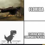 i dont like school | FLORIDA; FLORIDA WHEN COMPARED TO SCHOOL | image tagged in my english in my head vs my english when i'm talking,memes,school,florida | made w/ Imgflip meme maker