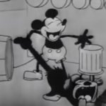 Mickey mouse pulling cat's tail