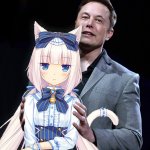 Ellon Musk with white haired catgirl meme