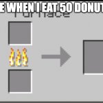 Minecraft furnace | ME WHEN I EAT 50 DONUTS | image tagged in minecraft furnace | made w/ Imgflip meme maker