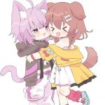 inugami korone Nekomata Okayu hug