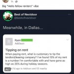 Tipping on rent meme