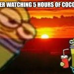 Tiredness | ME AFTER WATCHING 5 HOURS OF COCOMELON | image tagged in spongebob fish | made w/ Imgflip meme maker