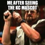 f u r r y | ME AFTER SEEING THE KC MASCOT | image tagged in man loading gun | made w/ Imgflip meme maker