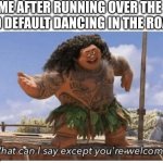 its better this way | ME AFTER RUNNING OVER THE KID DEFAULT DANCING IN THE ROAD | image tagged in youre welcome,default,welcome,blank | made w/ Imgflip meme maker
