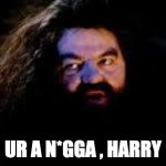 UR a N*GGA HARRY | UR A N*GGA , HARRY | image tagged in your a wizard harry | made w/ Imgflip meme maker