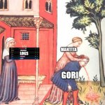 insanity logs | LOGS; MANTITA; GORI | image tagged in throwing up meme | made w/ Imgflip meme maker