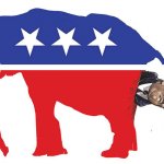 GOP Republican Elephant with Trump for brains