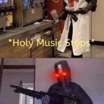 Me lol | When she says she doesn't play skyrim or even like Wings of Fire | image tagged in holy music stops loads lmg with religious intent | made w/ Imgflip meme maker