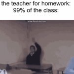 I agree with @Iceu, this is so real and fax | Nerd kid: reminds the teacher for homework:
99% of the class: | image tagged in gifs,school,homework,funny,memes | made w/ Imgflip video-to-gif maker