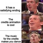 Is this just me? | You are watching a movie; It has a satisfying ending; The credits animation is cool; The music for the credits makes you dance; There’s a post-credit scene | image tagged in relatable | made w/ Imgflip meme maker