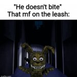 bark bark | "He doesn't bite" 
That mf on the leash: | image tagged in gifs,dog,cute puppy,relatable,fun,funny | made w/ Imgflip video-to-gif maker