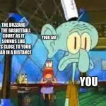 Is everyone sound sensitive whenever they hear this in basketball? | THE BUZZARD IN THE BASKETBALL COURT AS IT SOUNDS LIKE IT'S CLOSE TO YOUR HEAD IN A DISTANCE; YOUR EAR; YOU | image tagged in announcement to squidward,squidward,sports,nba,basketball | made w/ Imgflip meme maker