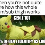 Gen Z | GEN Z 101; 20% OF GEN Z IDENTIFY AS LBGQT | image tagged in gen z | made w/ Imgflip meme maker