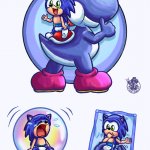 Blue Yoshi & baby Sonic