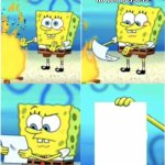 SpongeBob burning paper reverse template