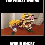 Wario: All Endings | THE WORST ENDING; WARIO ANGRY | image tagged in all endings meme,wario | made w/ Imgflip meme maker