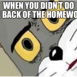 Bruh | WHEN YOU DIDN’T DO THE BACK OF THE HOMEWORK | image tagged in tom and jerry meme | made w/ Imgflip meme maker