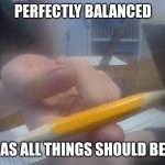 Perfectly Balanced | PERFECTLY BALANCED; AS ALL THINGS SHOULD BE | image tagged in balance | made w/ Imgflip meme maker