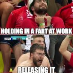 facts | HOLDING IN A FART AT WORK; RELEASING IT WHEN I GET HOME | image tagged in euro 2020 swiss fan | made w/ Imgflip meme maker