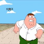 Peter running away from plane meme