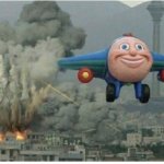 happy plane leaving explosions