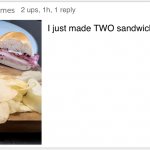 I just made TWO sandwiches