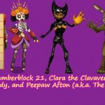 The Squad! | Numberblock 21, Clara the Clavavera, Ink Bendy, and Peepaw Afton (a.k.a. The Squad). | image tagged in the squad | made w/ Imgflip meme maker