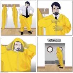 Twitter is toxic af | TWITTER | image tagged in man putting on hazmat suit,memes,funny | made w/ Imgflip meme maker