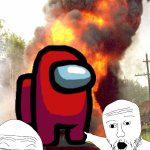 Burning Among us | BURNING AMONG US BE LIKE | image tagged in burning train | made w/ Imgflip meme maker