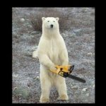 Polar bear with a chainsaw template