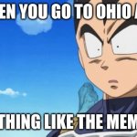 Surprized Vegeta Meme | WHEN YOU GO TO OHIO AND; ITS NOTHING LIKE THE MEME SAYS | image tagged in memes,surprized vegeta | made w/ Imgflip meme maker