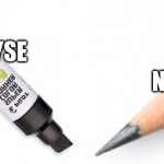 MBTI Distinction | NE/TE/FE/SE; NI/TI/FI/SI; SPREADS OUT; FOCUS POINT | image tagged in marker vs pencil,mbti,myers briggs,personality | made w/ Imgflip meme maker