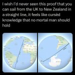 UK to New Zealand in straight line meme