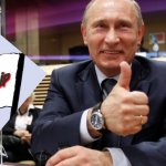 Vladimir Putin thumbs up with Imgflip flag