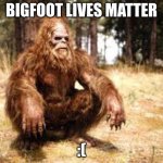 bigfoot | BIGFOOT LIVES MATTER; :( | image tagged in bigfoot | made w/ Imgflip meme maker