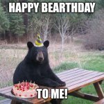 Birthday Bear | HAPPY BEARTHDAY; TO ME! | image tagged in birthday bear | made w/ Imgflip meme maker