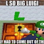 L so big Luigi had to come out the L door meme