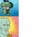 Ugly squidward and handsome squidword meme