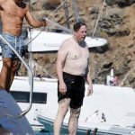 Elon Musk getting hosed down on boat