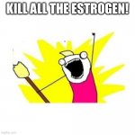 clean all the things | KILL ALL THE ESTROGEN! | image tagged in clean all the things | made w/ Imgflip meme maker
