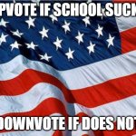 USA Flag | UPVOTE IF SCHOOL SUCKS; DOWNVOTE IF DOES NOT | image tagged in usa flag | made w/ Imgflip meme maker