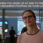 Supergirl | WHEN YOU WAKE UP AT 5AM TO FIND YOU NEIGHBOR POOPING ON YOUR LAWN | image tagged in supergirl | made w/ Imgflip meme maker